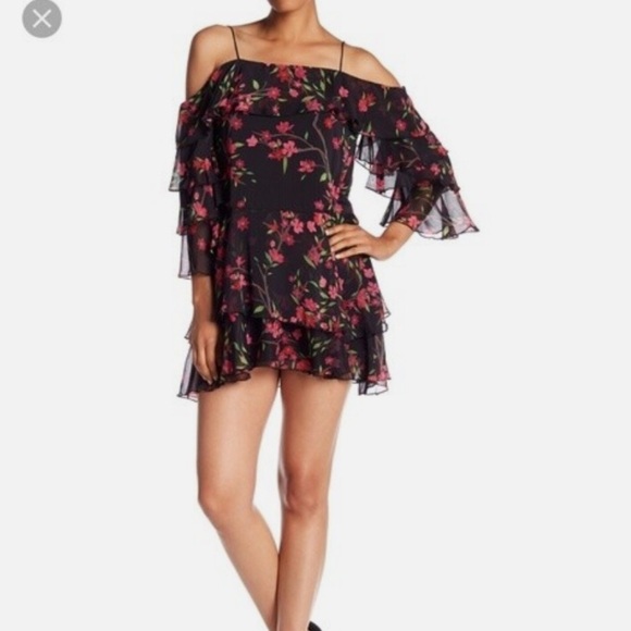 Alice & Olivia Lexis Sakura Black Floral Dress - Picture 1 of 10